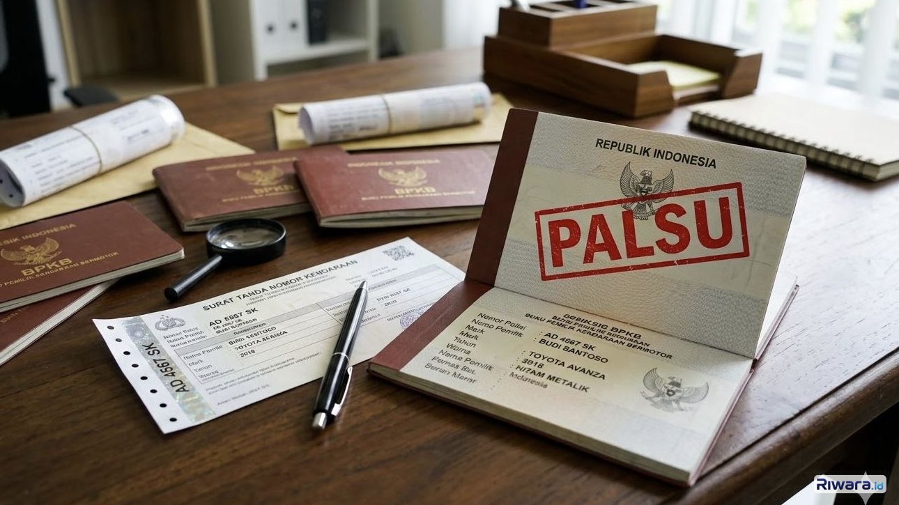 Ilustrasi STNK dan BPKB palsu dibuat dengan bantuan AI